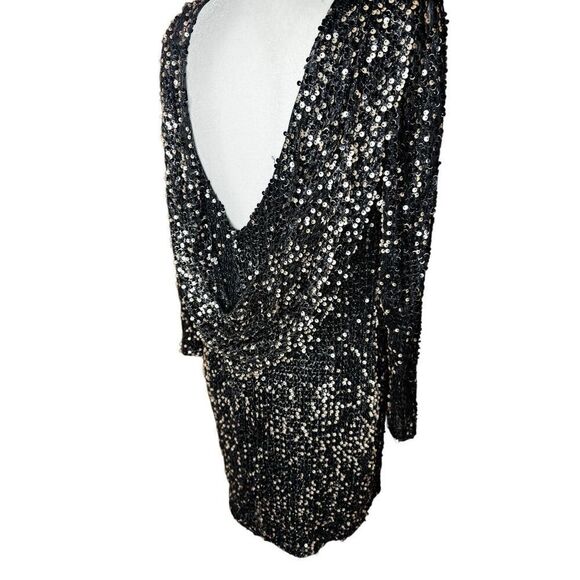 NWT Betsy & Adam Long Sleeve Raindrop Sequin Drape mini Dress size 12 - Picture 6 of 14